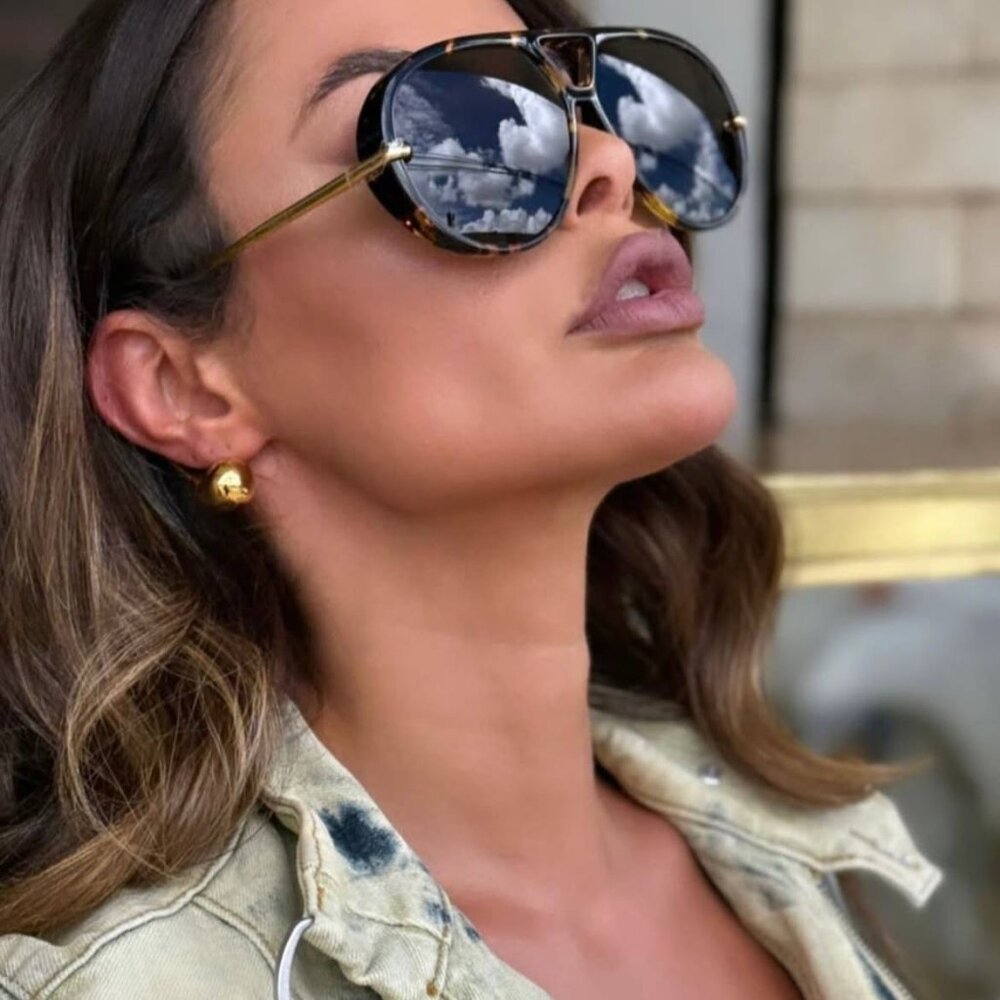 Bottega Veneta BV1273S 005 Sunglasses Havana Gold Geometric Frame, Grey Lenses - Picture 3 of 12